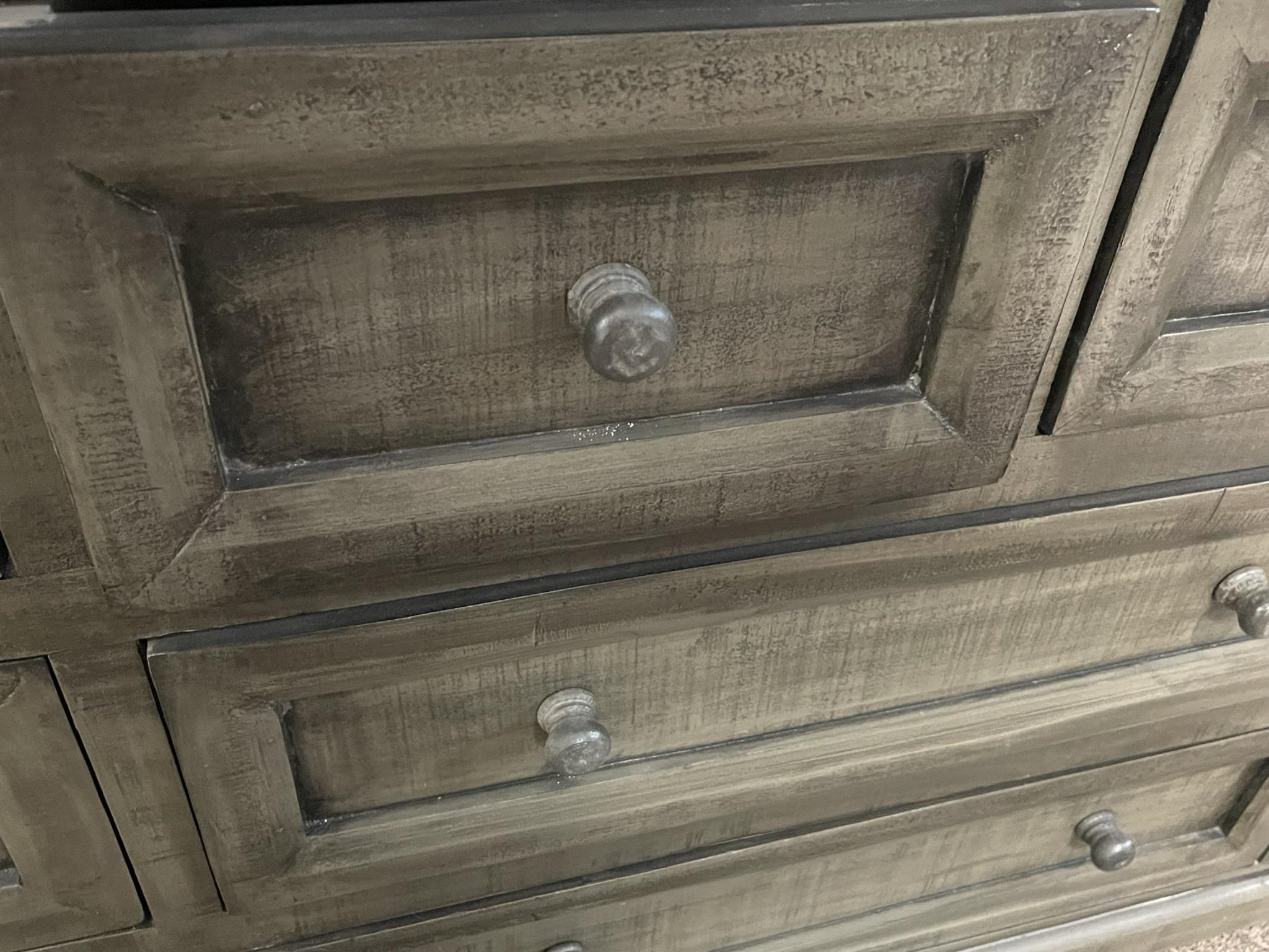 Grey solid wood chest of deals drawers